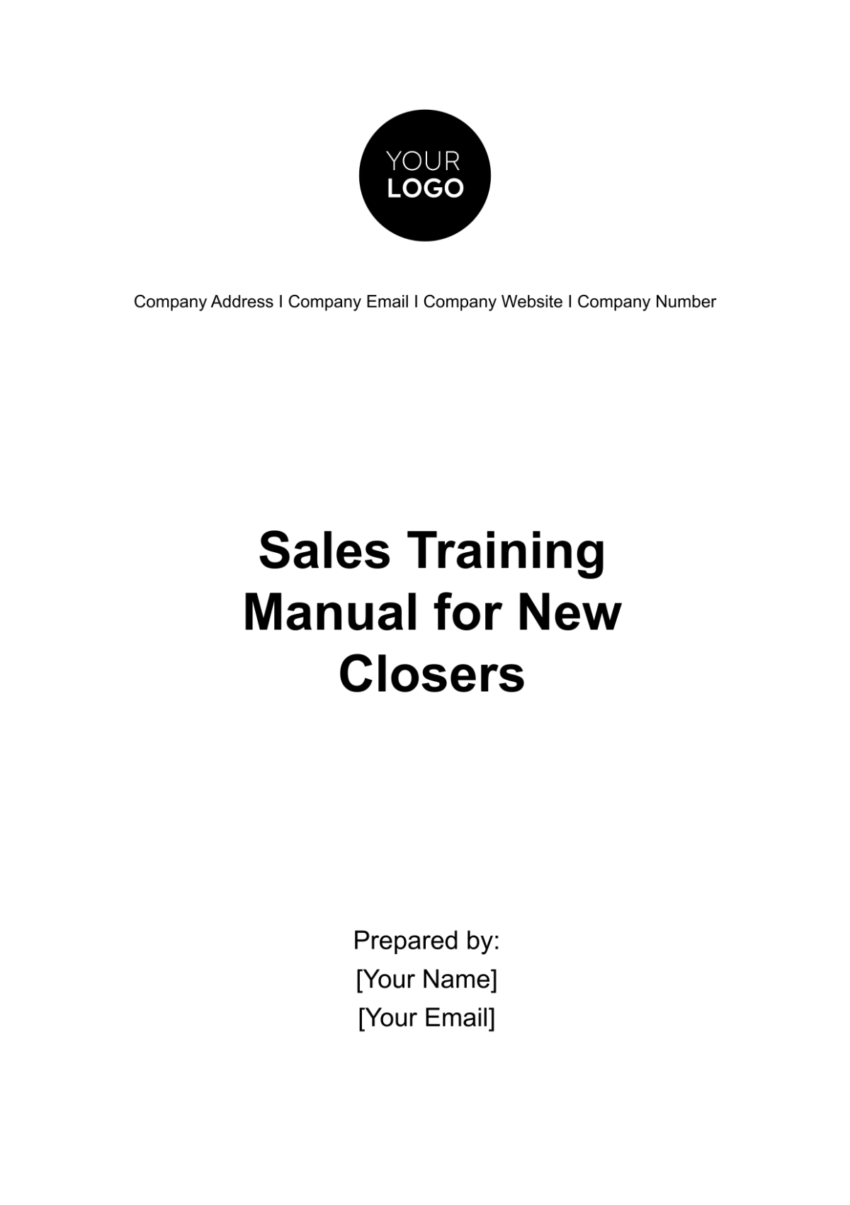 Sales Training Manual for New Closers Template