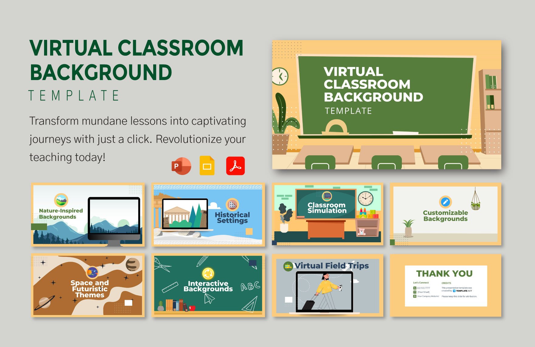 Virtual Classroom Background Template in PDF, PowerPoint, Google Slides