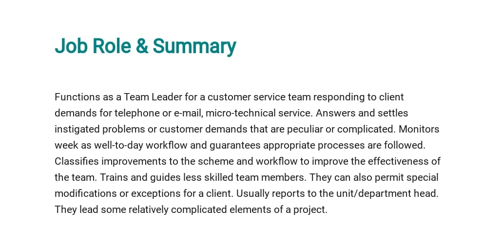 Free Customer Service Team Leader Job Description Template 2.jpe