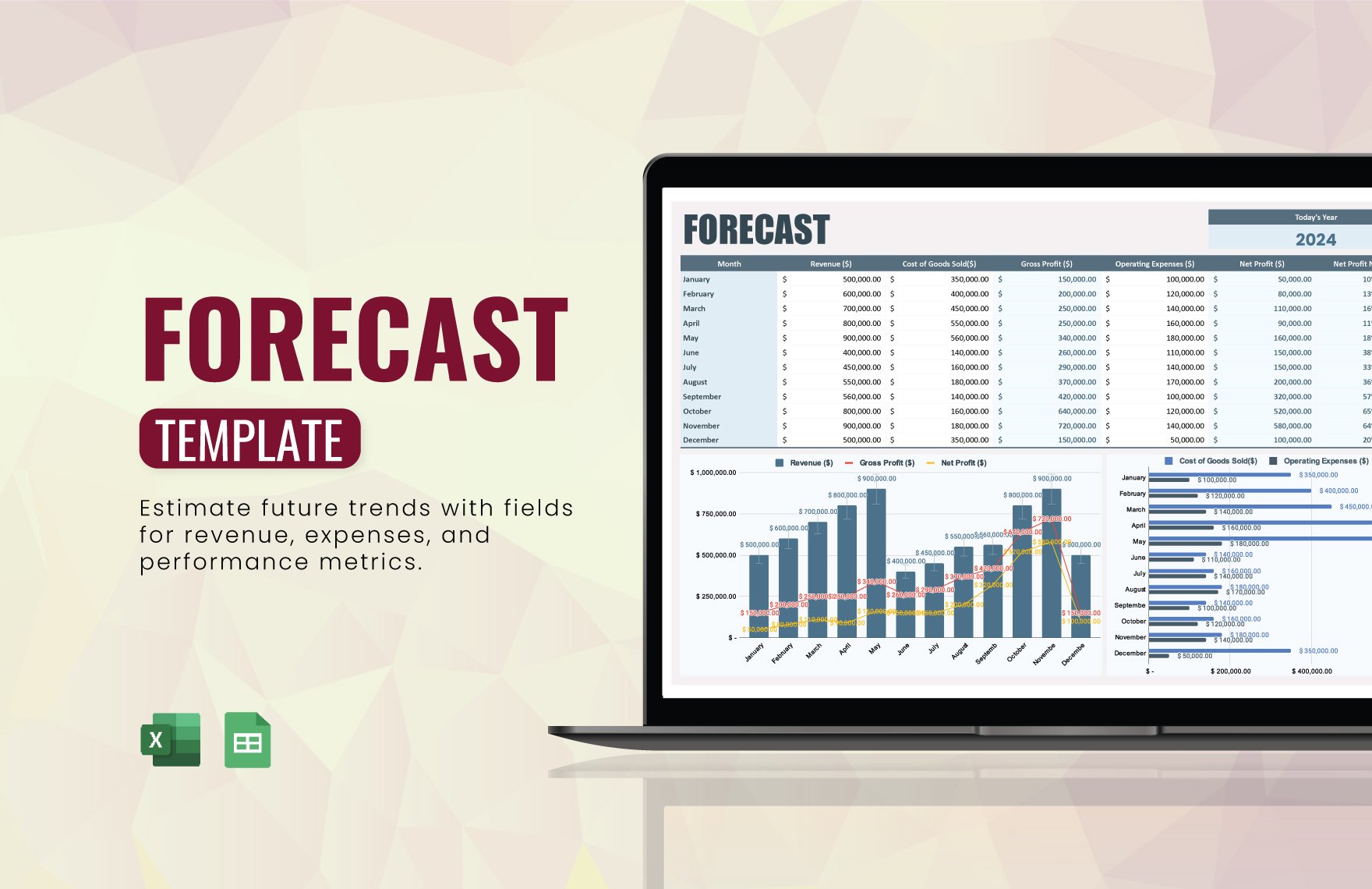 Free Forecast Template in Excel, Google Sheets