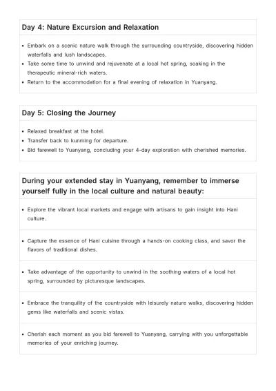 Free Yuanyang Itinerary Template to Edit Online
