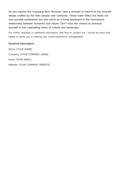 Free Yuanyang Itinerary Template to Edit Online