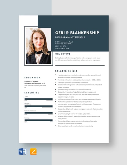 Athletic Business Manager Resume - Download in Word, Apple Pages ...