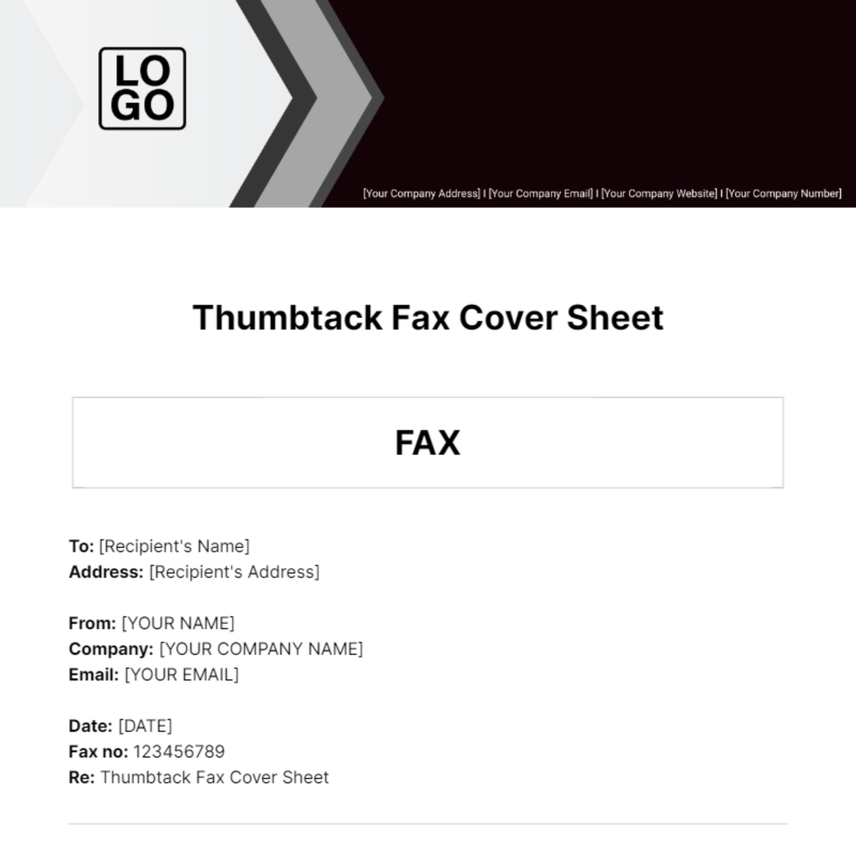 Thumbtack Fax Cover Sheet Template