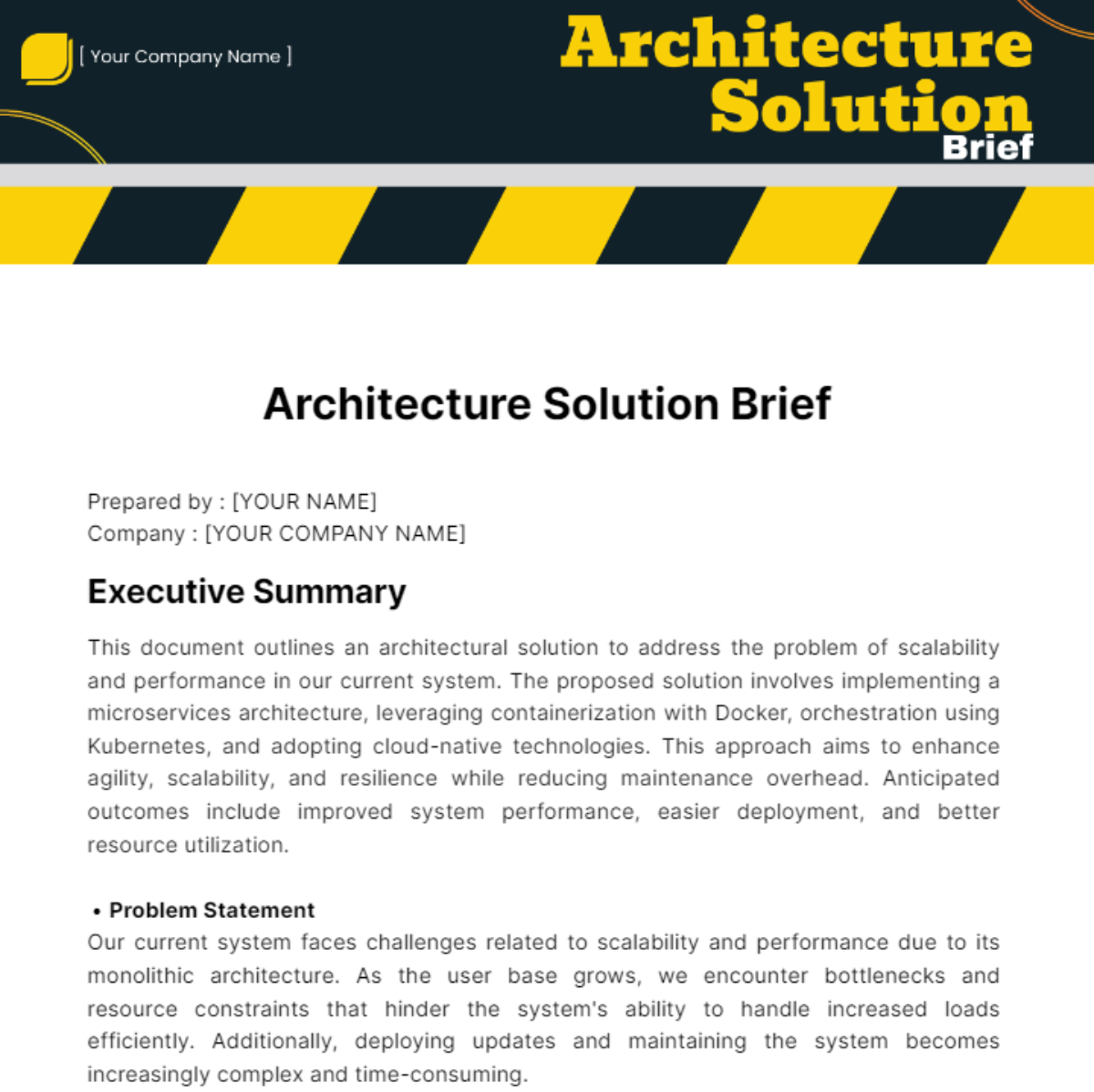 Architecture Solution Brief Template - Edit Online & Download