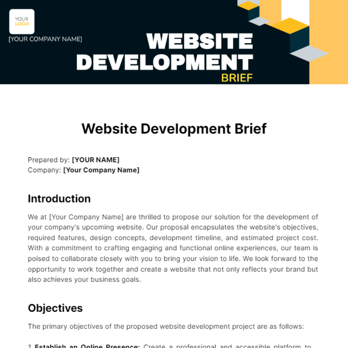 Website Development Brief Template - Edit Online & Download