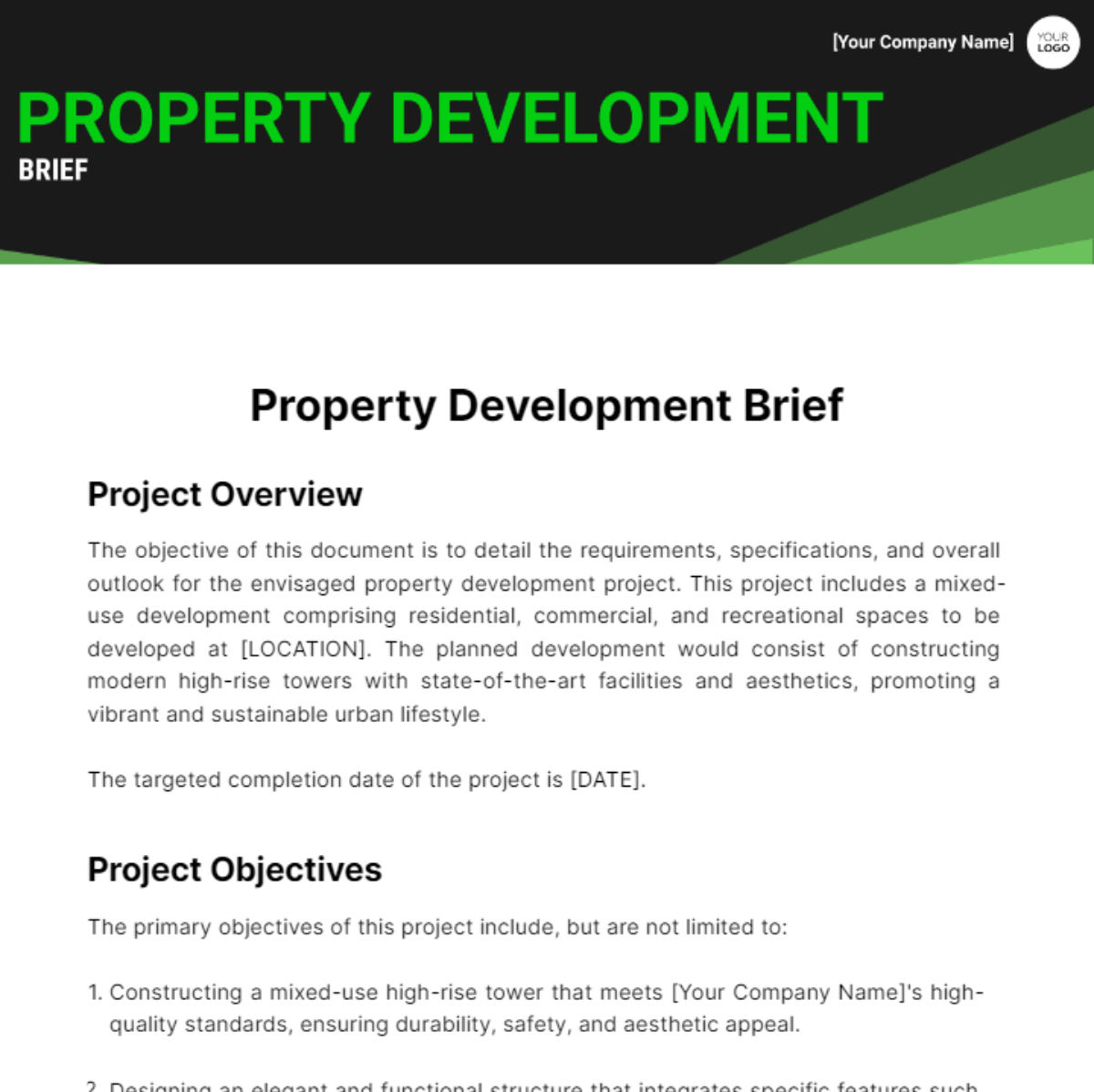 Property Development Brief Template - Edit Online & Download