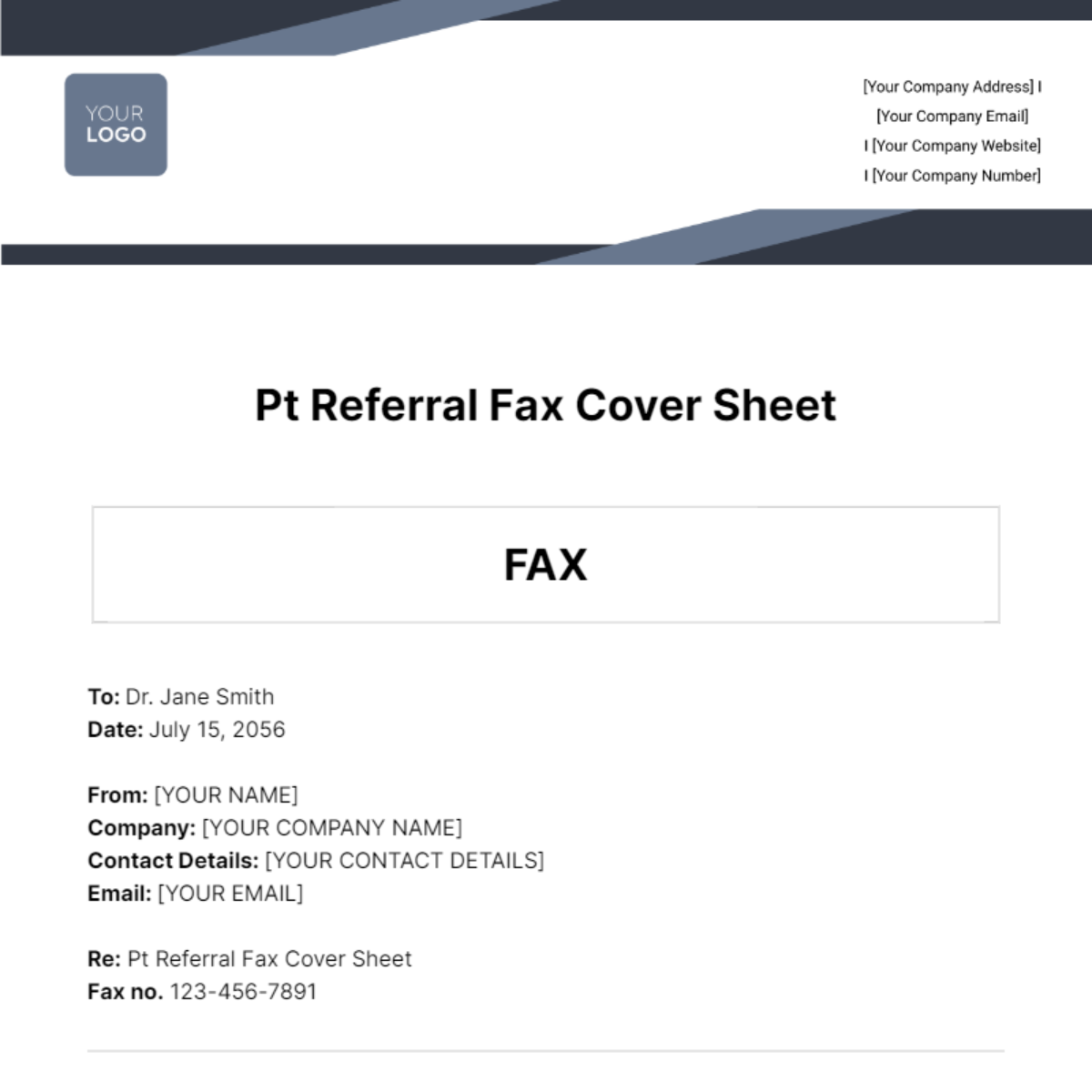 Pt Referral Fax Cover Sheet Template