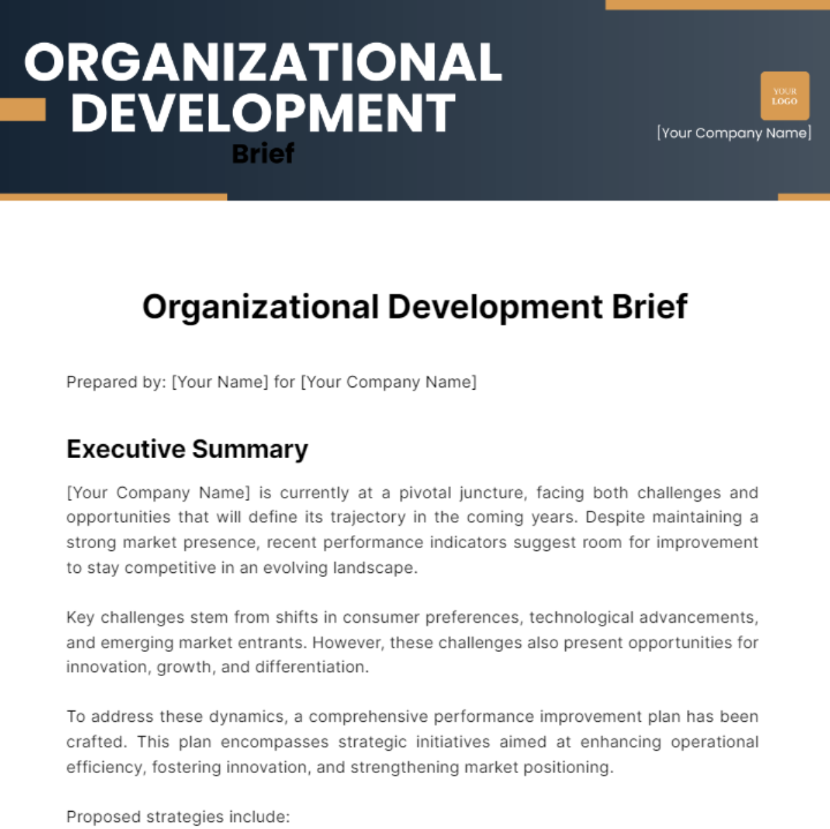 Organizational Development Brief Template - Edit Online & Download