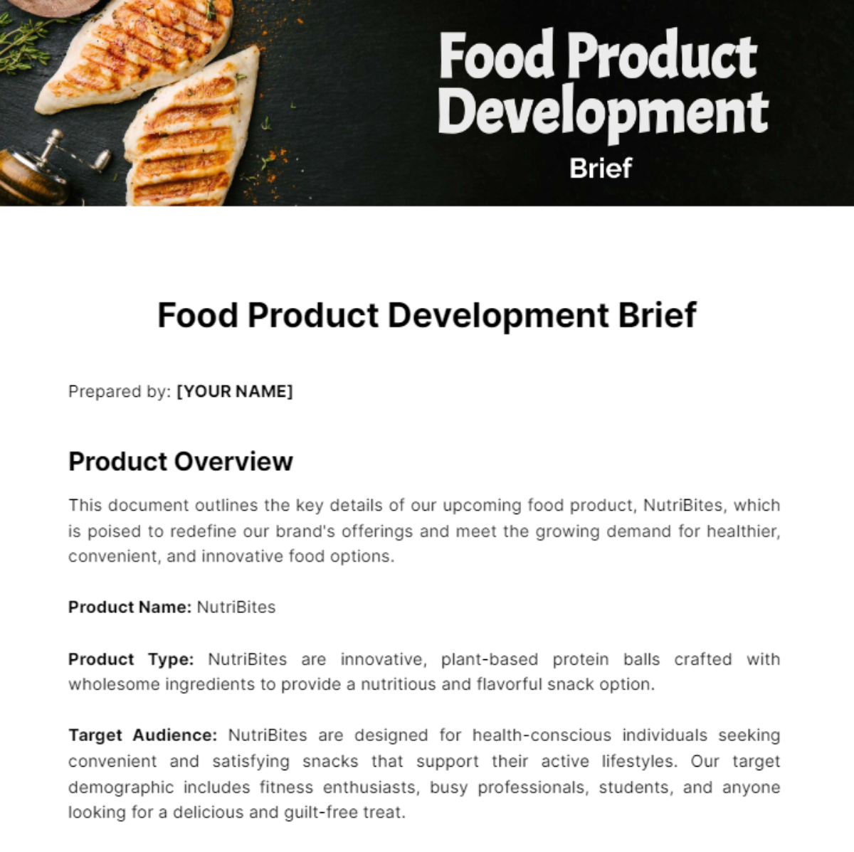 Food Product Development Brief Template - Edit Online & Download