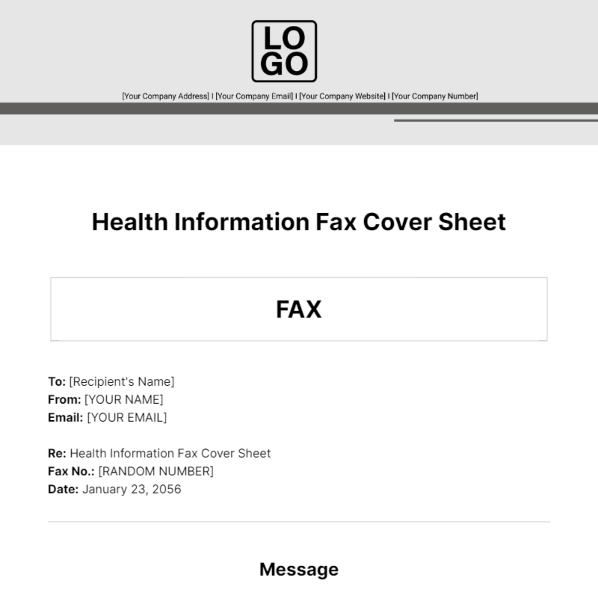 Free Health Information Fax Cover Sheet Template