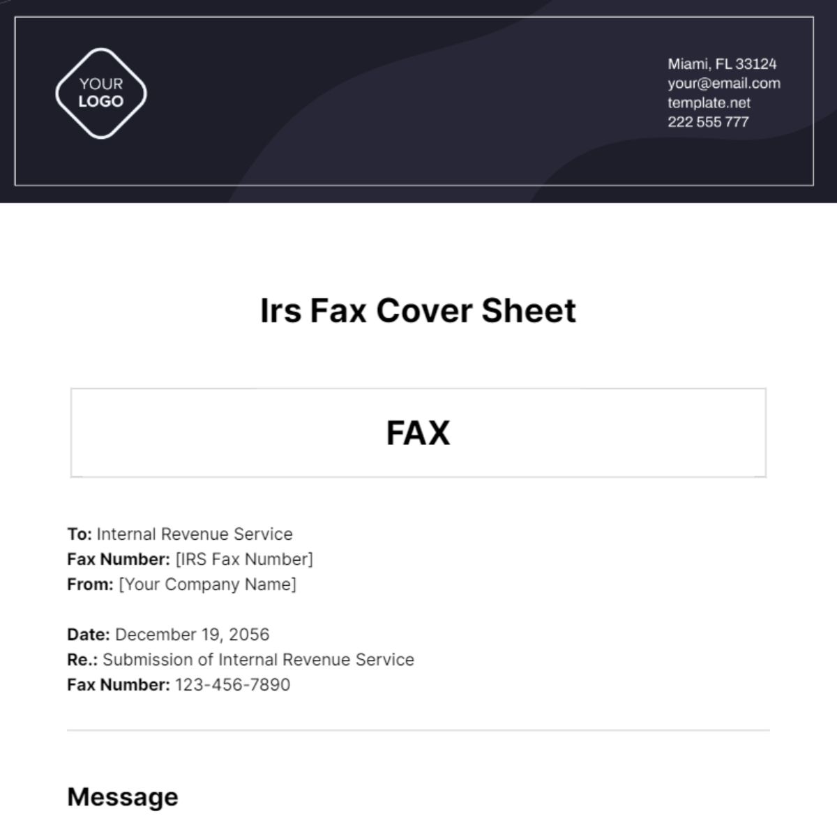 Irs Fax Cover Sheet Template