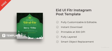 Eid Ul Fitr Instagram Post Template in Adobe Photoshop 