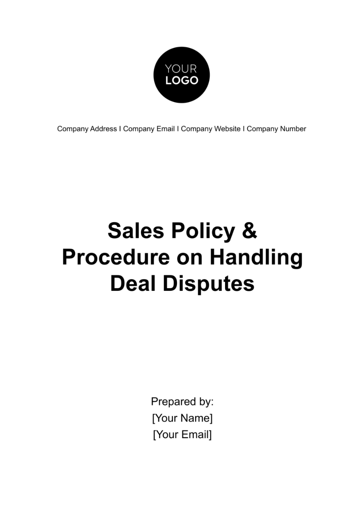 Sales Policy & Procedure on Handling Deal Disputes Template - Edit Online & Download