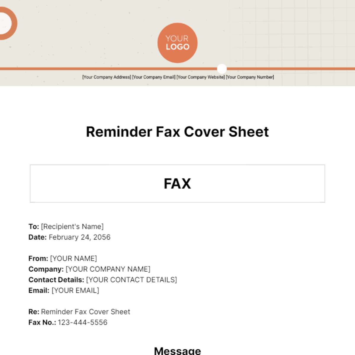 Reminder Fax Cover Sheet Template