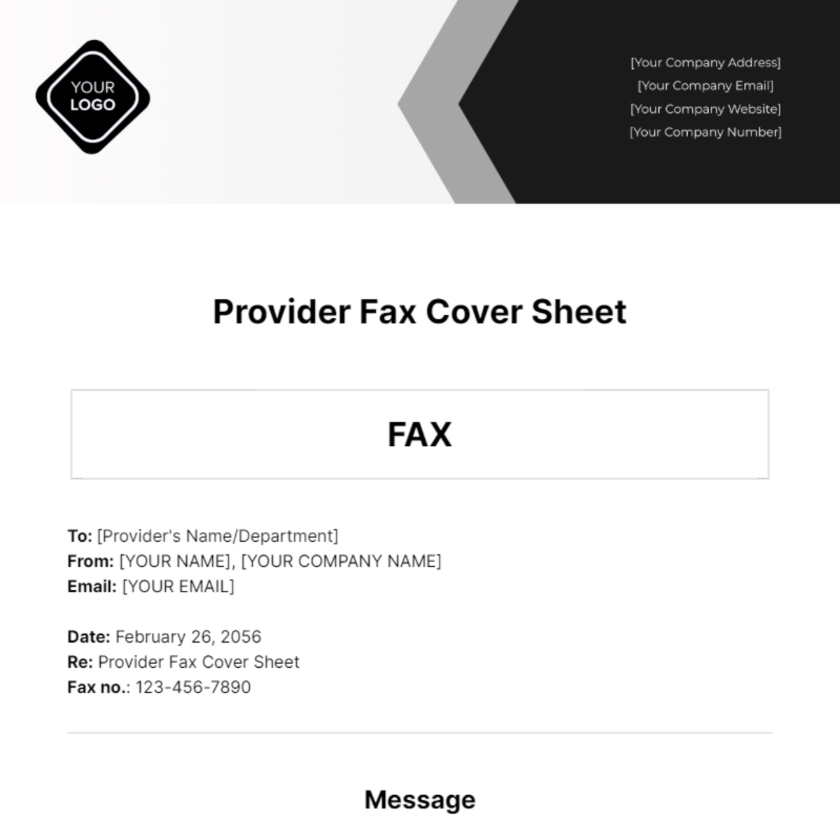 Provider Fax Cover Sheet Template