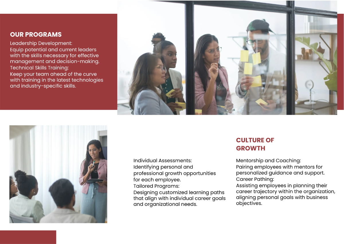 Free Employee Training and Development Programs Pamphlet Template to Edit Online