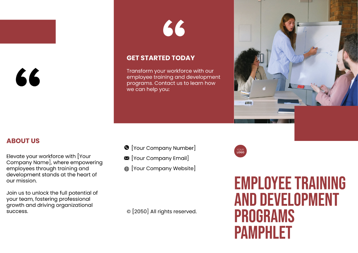 Free Employee Training and Development Programs Pamphlet Template