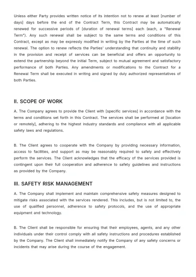 Free Safety Risk Contract Template to Edit Online