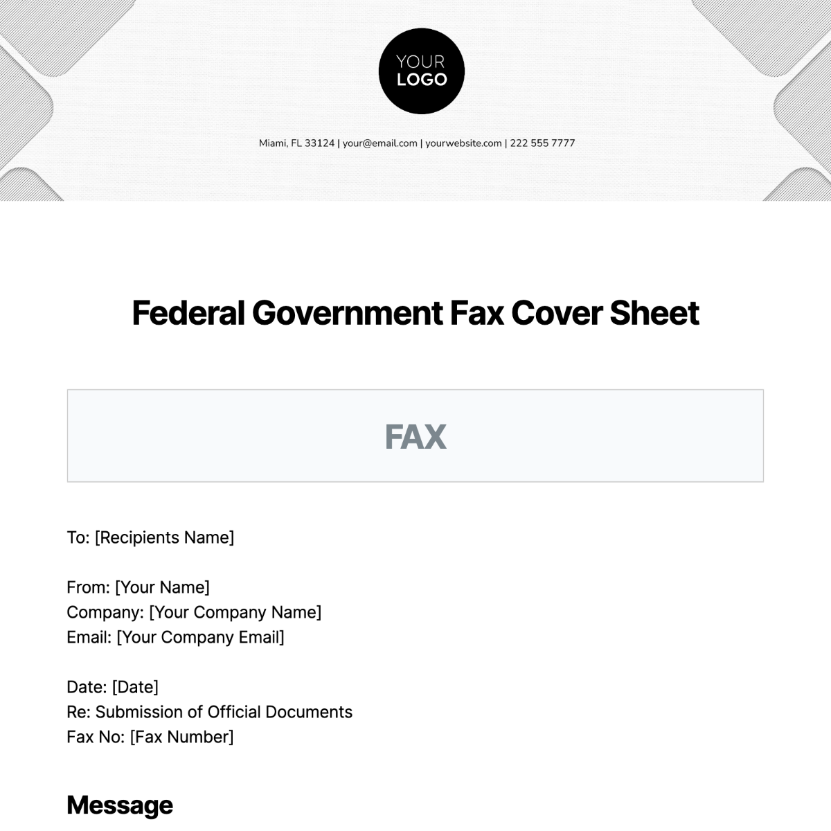 Federal Government Fax Cover Sheet