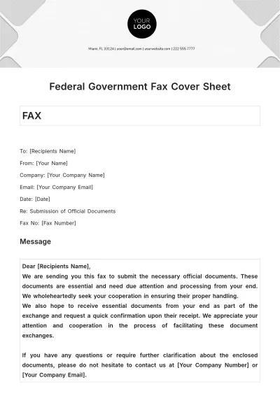 Free Federal Government Fax Cover Sheet to Edit Online