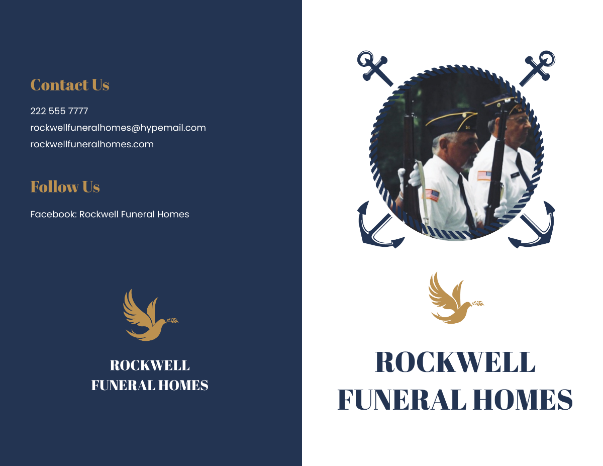 Navy Honors Funeral Program Bi-Fold Brochure Template