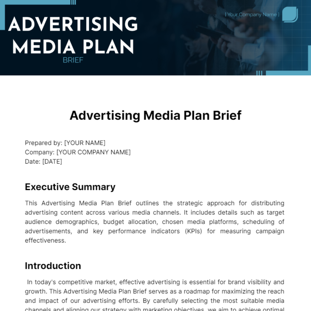 Advertising Media Plan Brief Template - Edit Online & Download