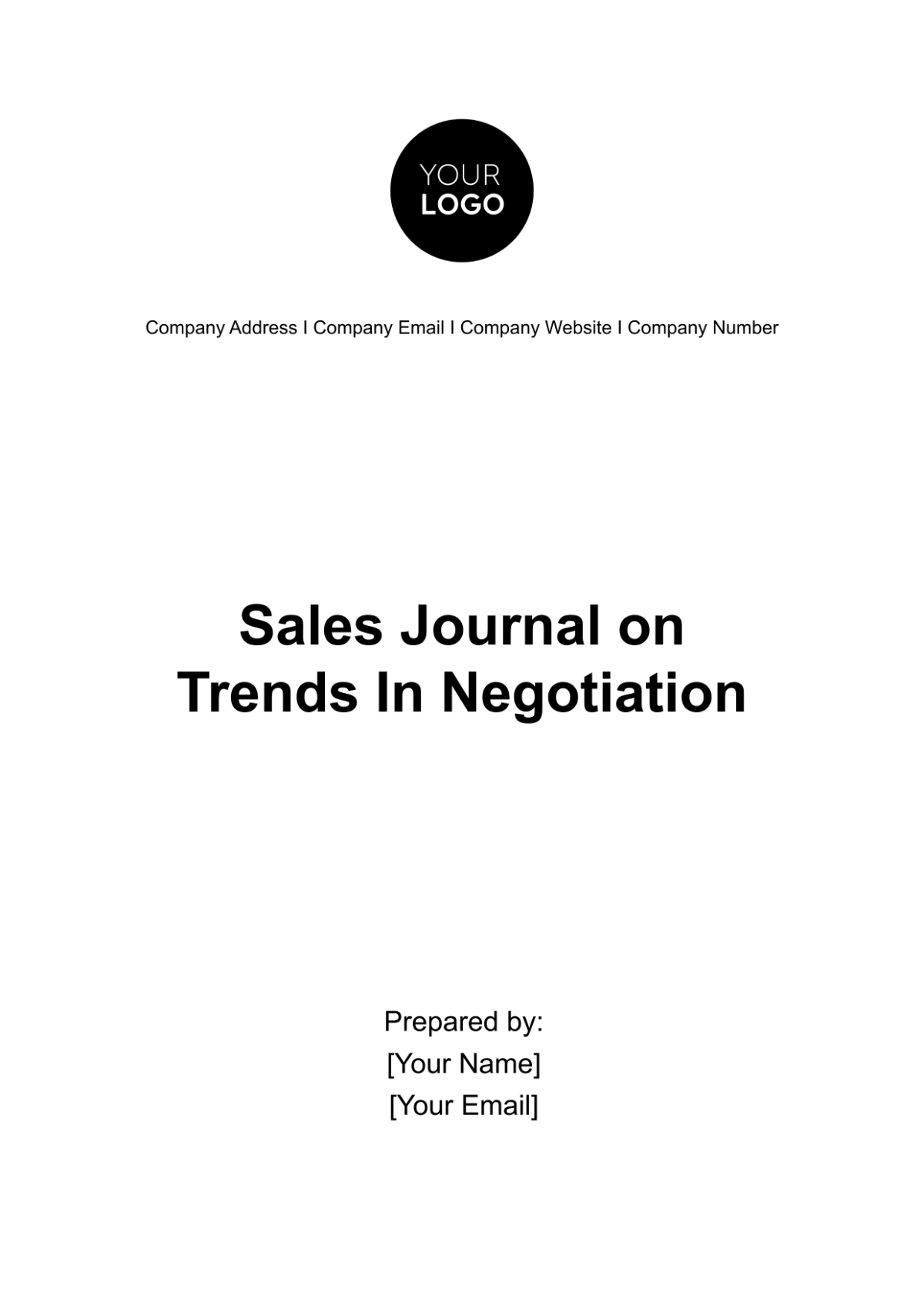 Sales Journal on Trends in Negotiation Template
