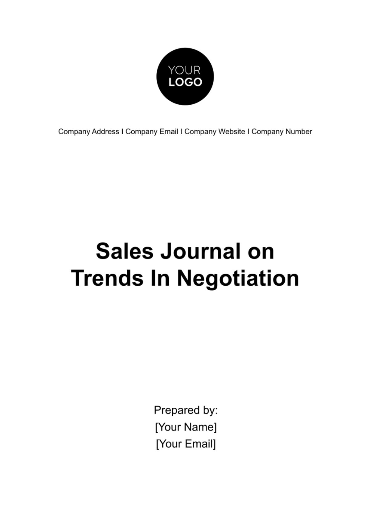 Sales Journal on Trends in Negotiation Template - Edit Online & Download