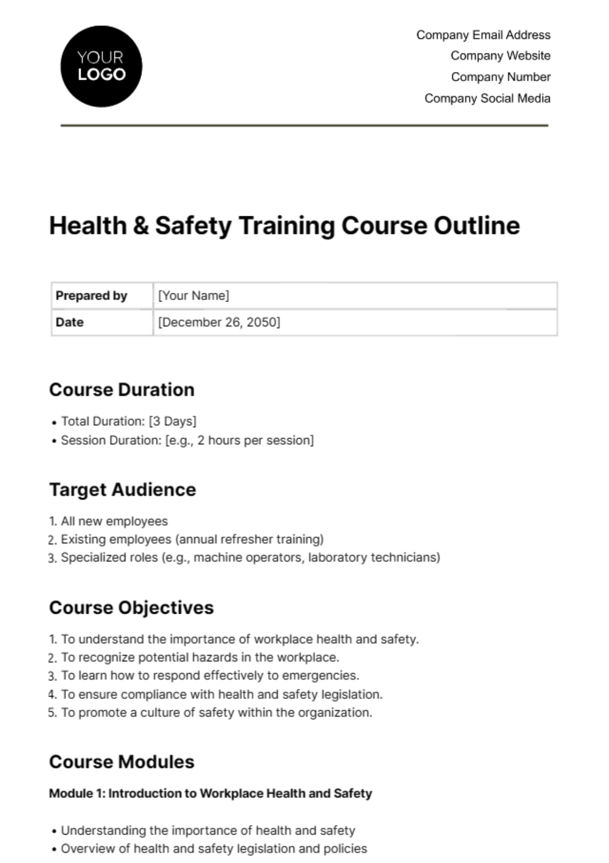 Page 2 Employee Health & Safety Training Programs Templates - Download ...