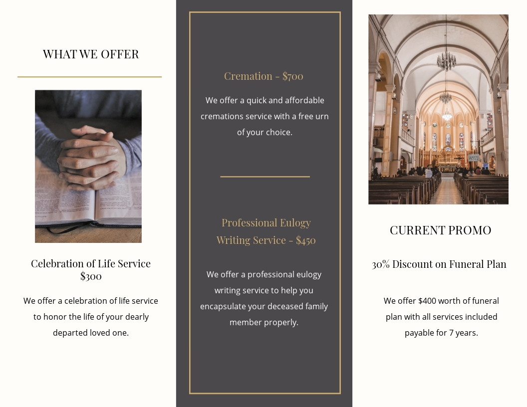 Order Of Service Funeral Mass Tri Fold Brochure Template Free JPG Word Apple Pages PSD 
