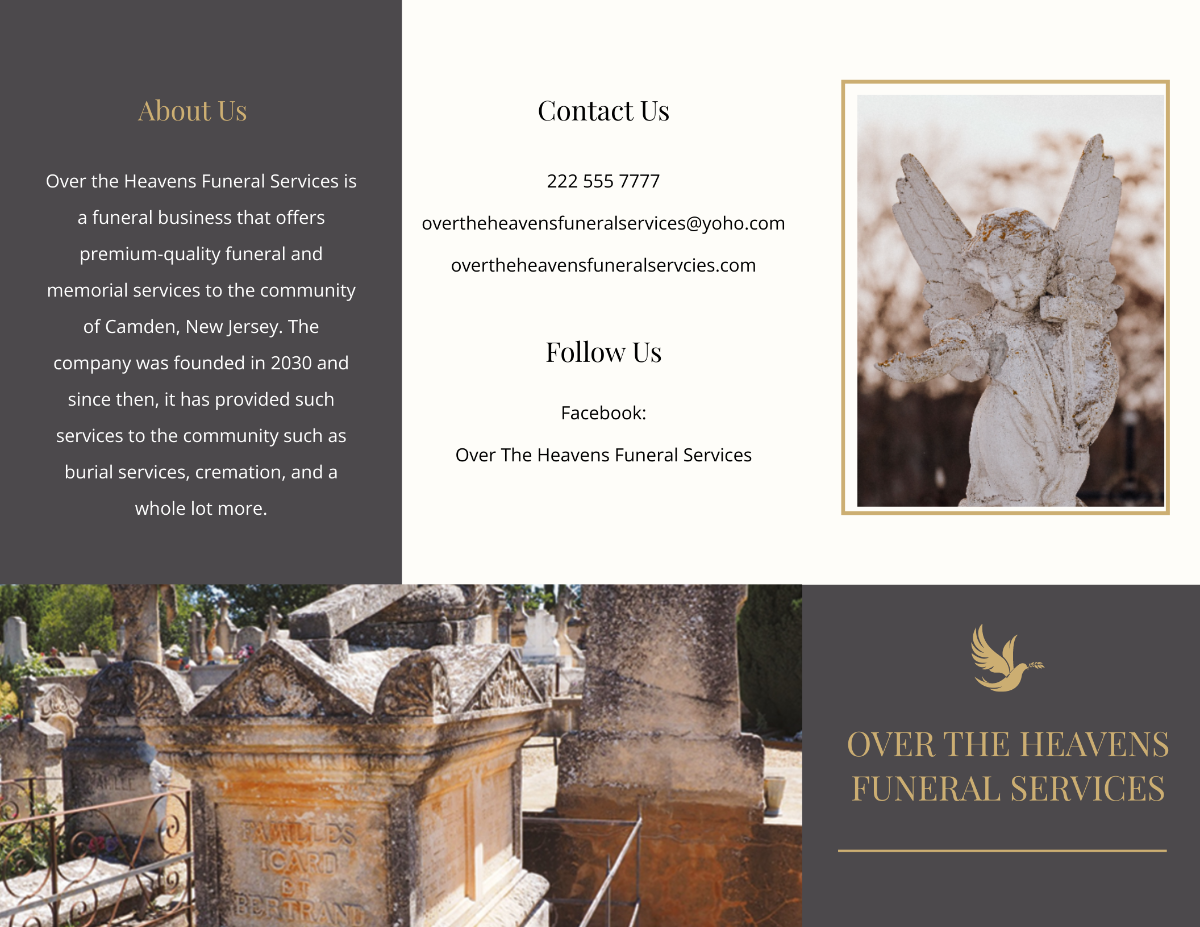 Free Order of service Funeral Mass Tri-Fold Brochure Template