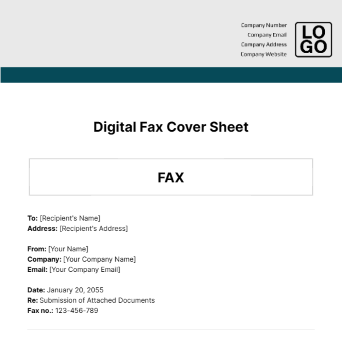 Digital Fax Cover Sheet Template