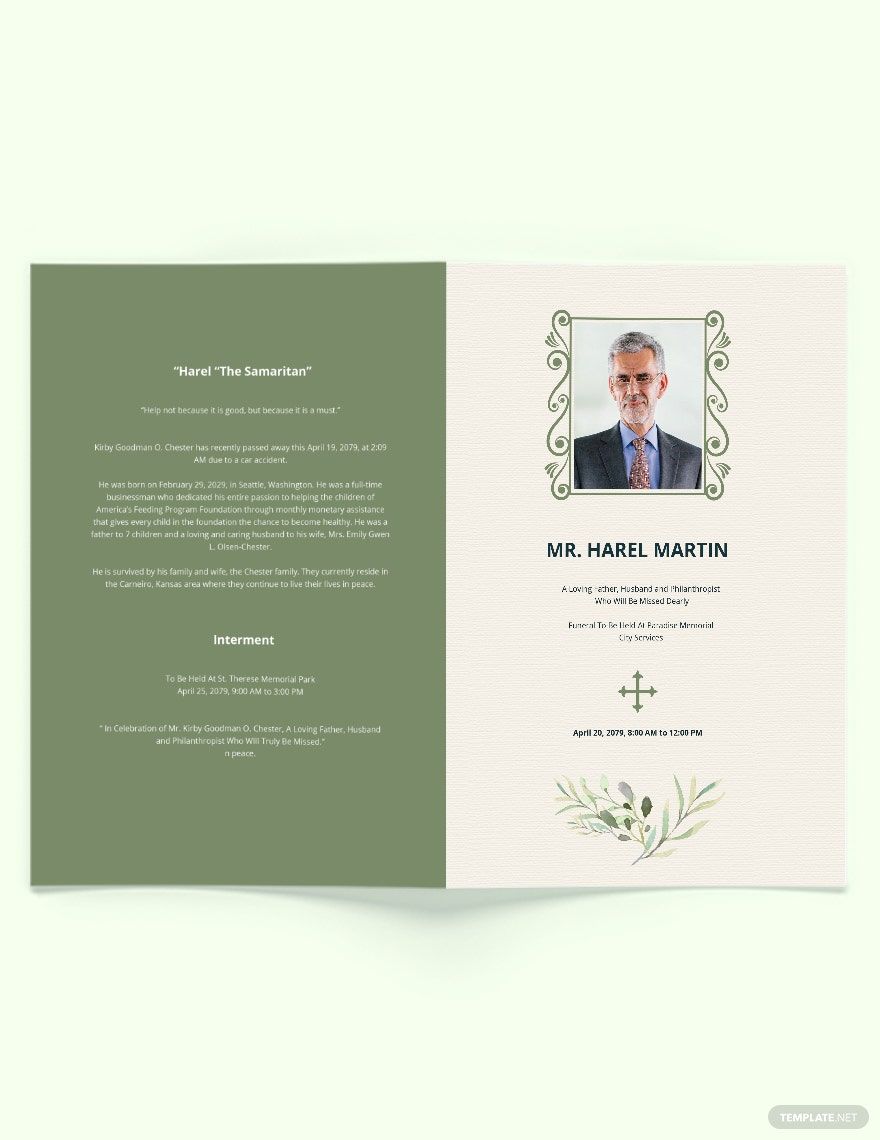 Free Printable Catholic Funeral Bi-Fold Brochure Template
