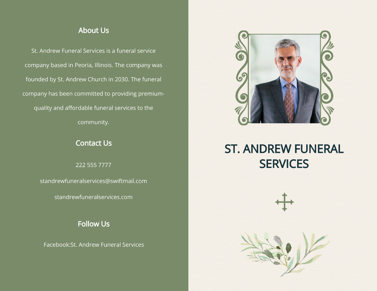 Printable Catholic Funeral Bi-Fold Brochure Template