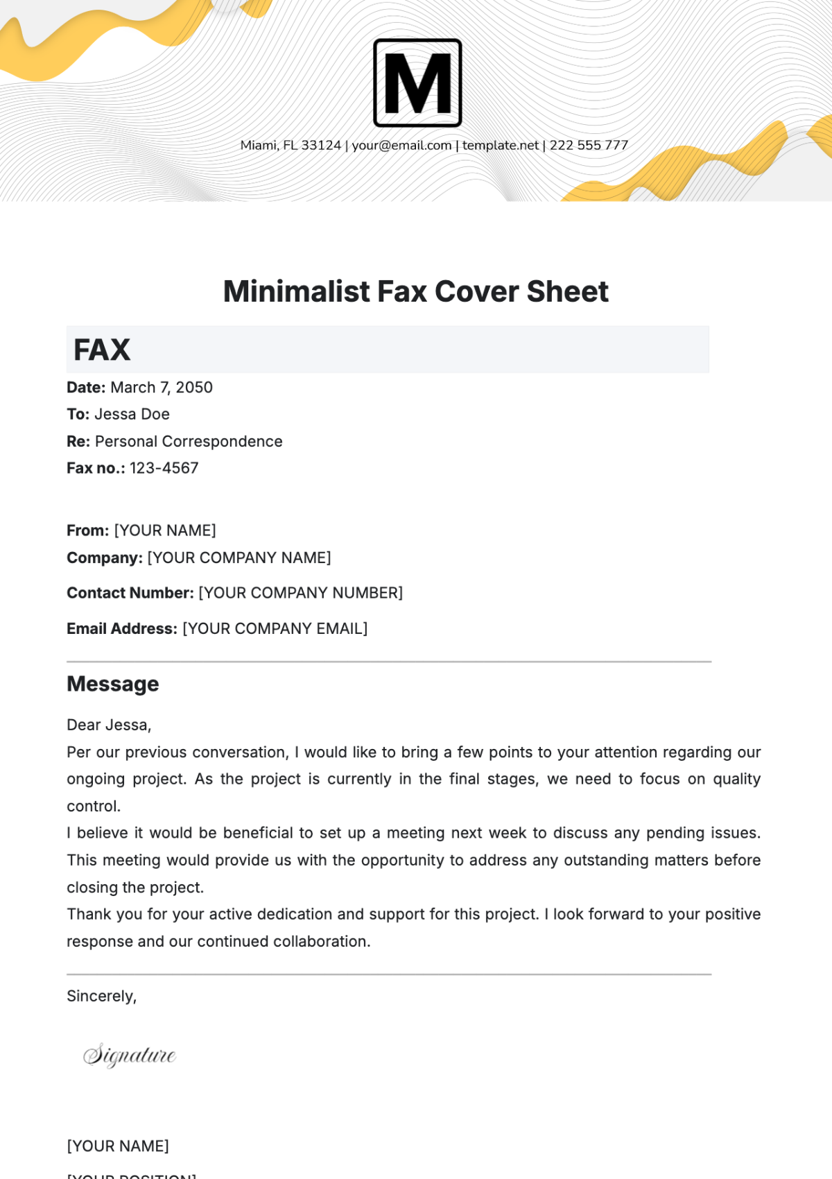 Aesthetic Minimalist Fax Cover Sheet - Edit Online & Download