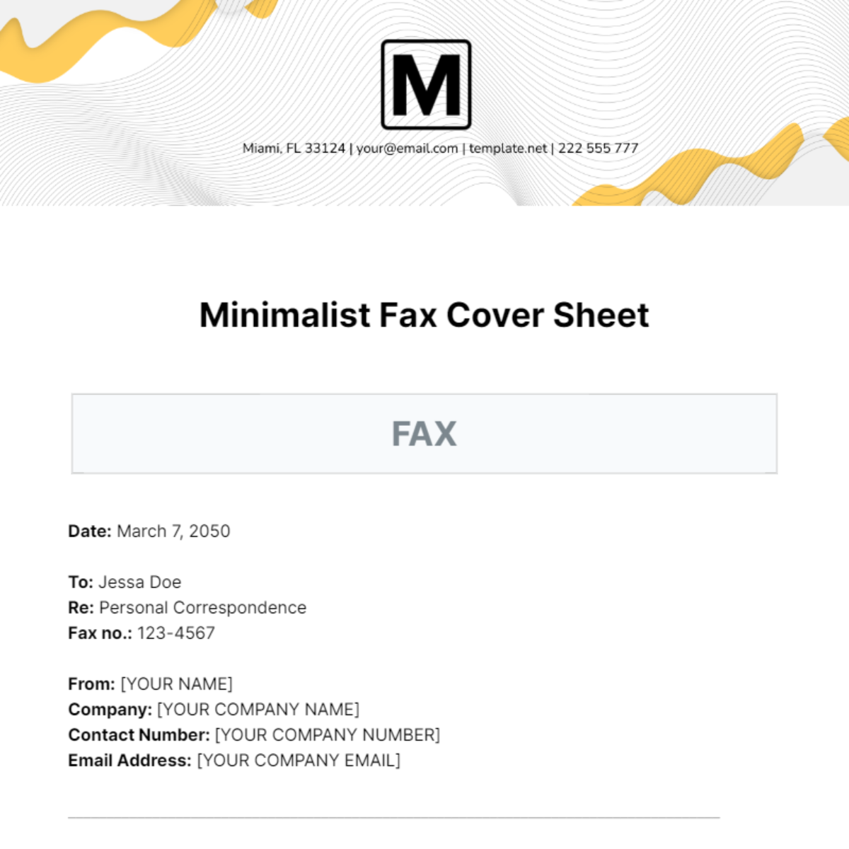 Minimalist Fax Cover Sheet