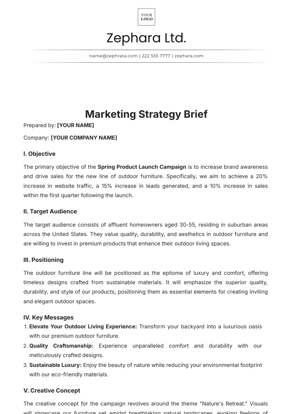 Marketing Strategy Brief Template