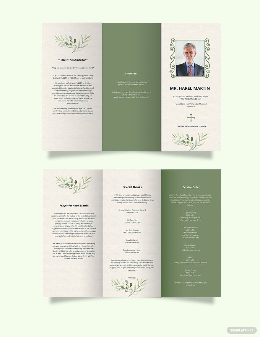 Printable Catholic Funeral Tri-Fold Brochure Template