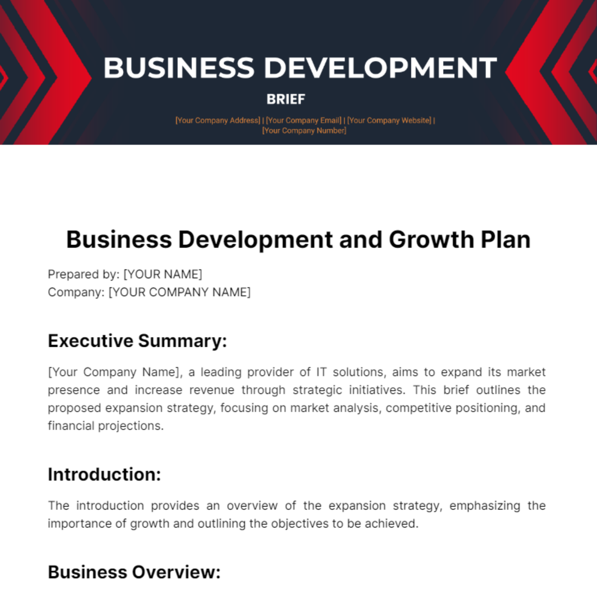 Business Development Brief Template - Edit Online & Download