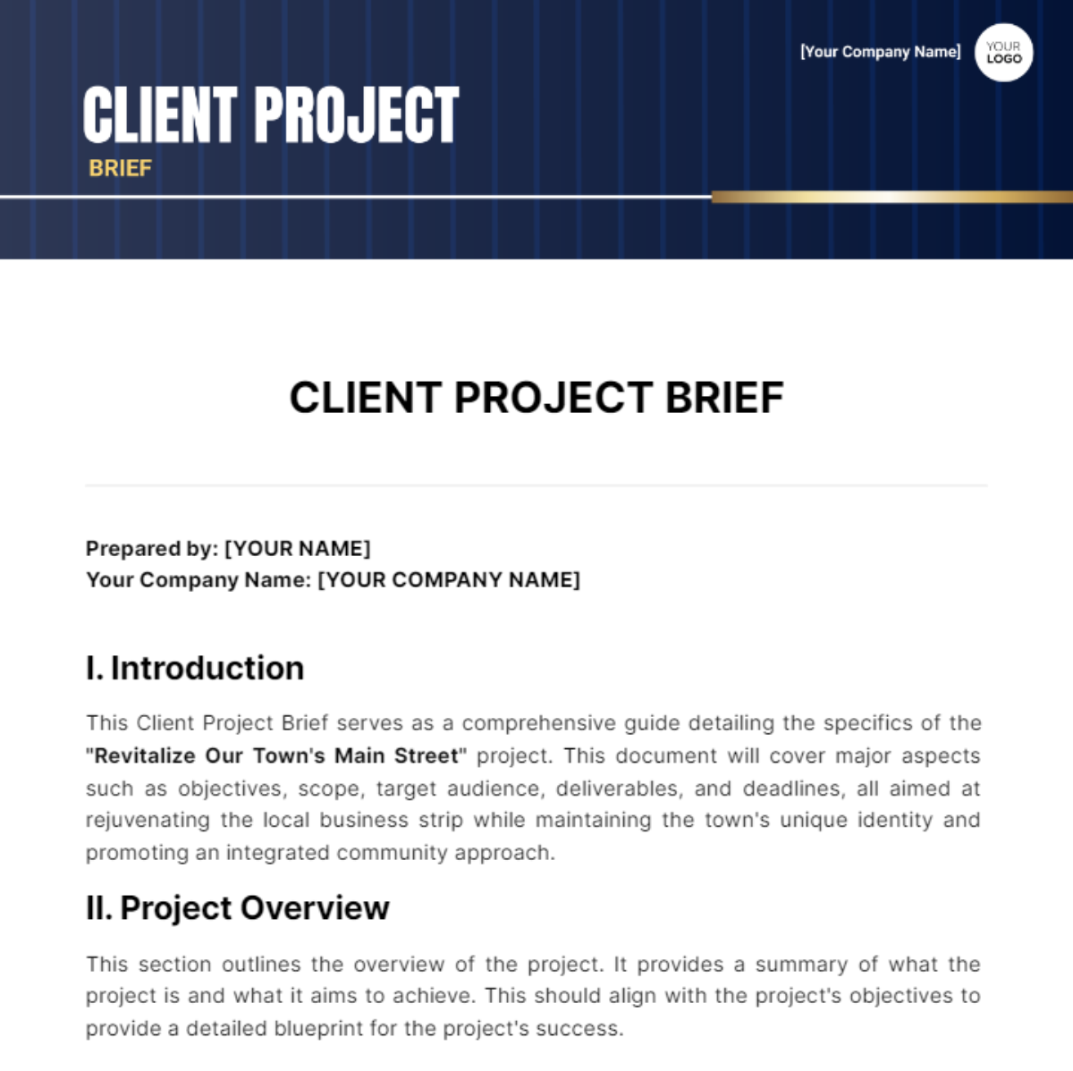 Client Project Brief Template
