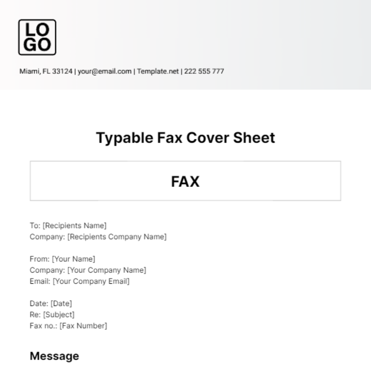 Typable Fax Cover Sheet