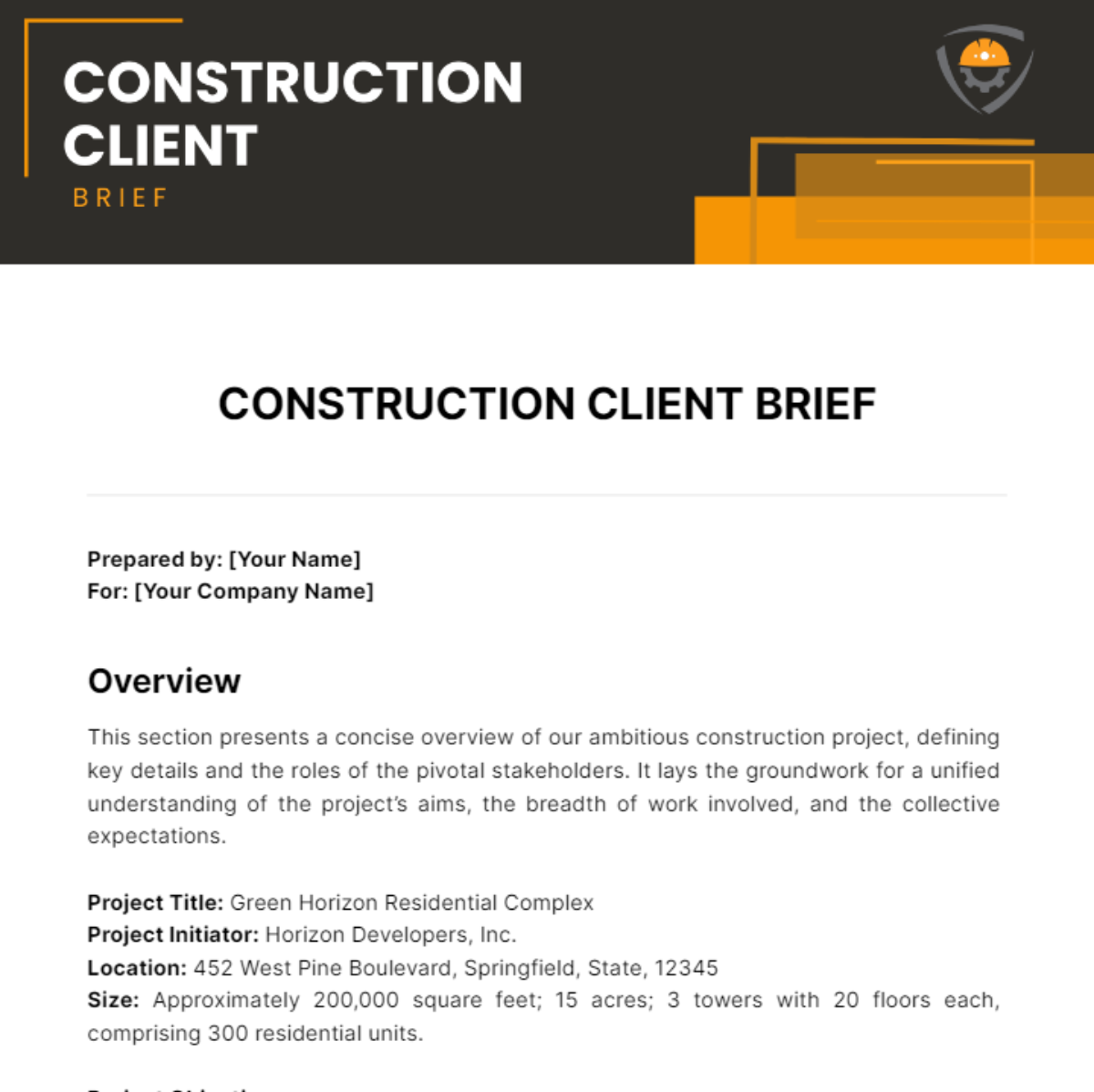 Construction Client Brief  Template