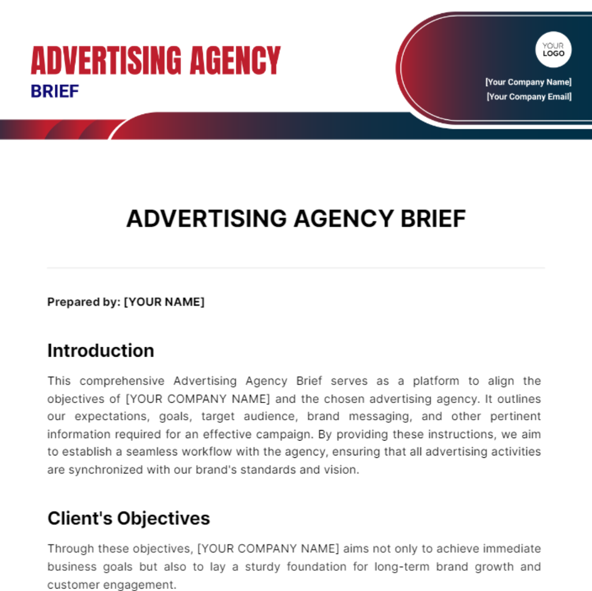 Advertising Agency Brief Template