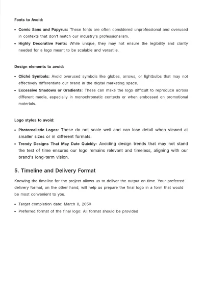 Free Digital Marketing Agency Logo Design Brief Template to Edit Online