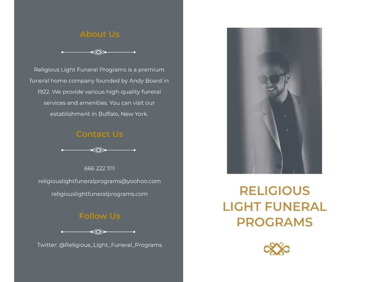 Religious Funeral Program Bi-Fold Brochure