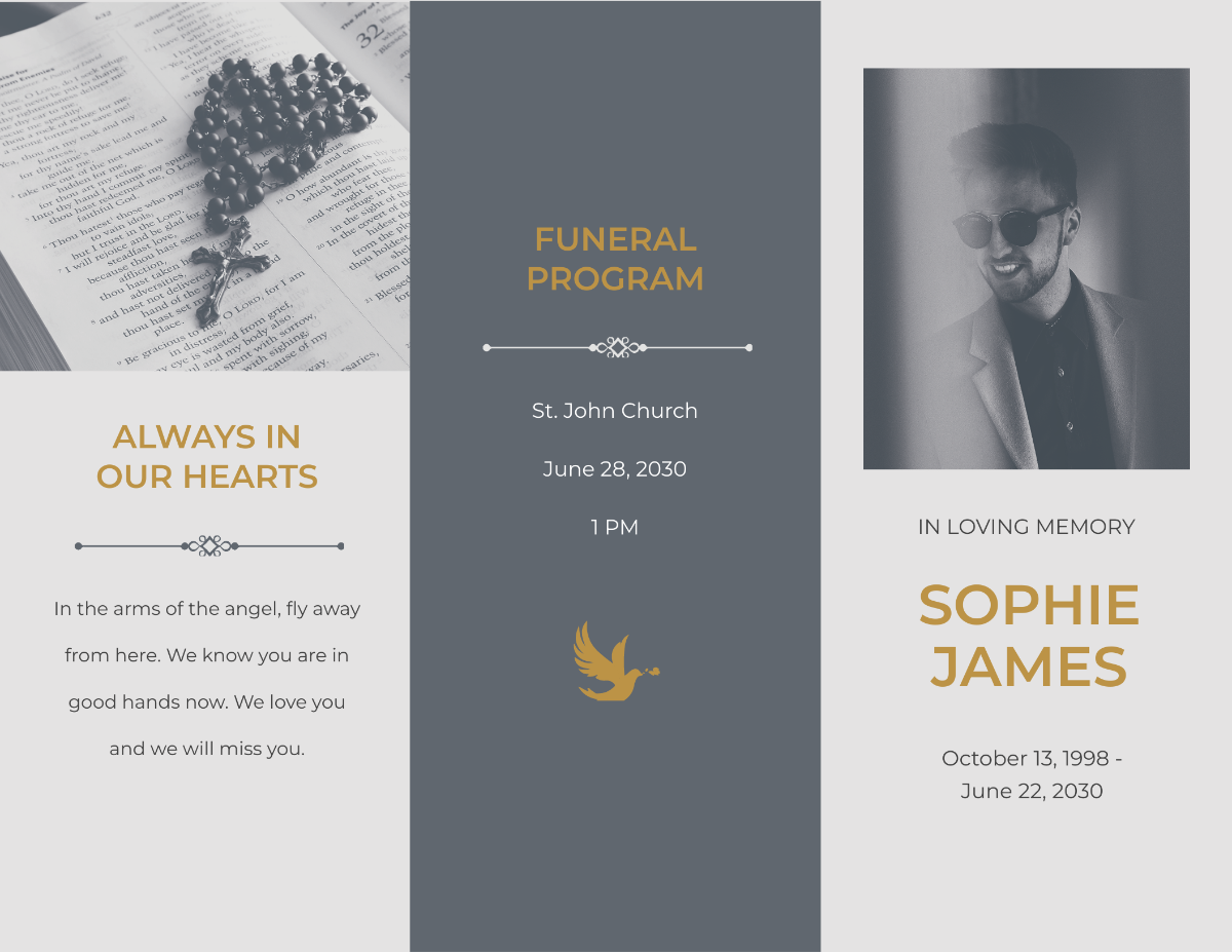 Free Religious Funeral Program Tri-Fold Brochure Template