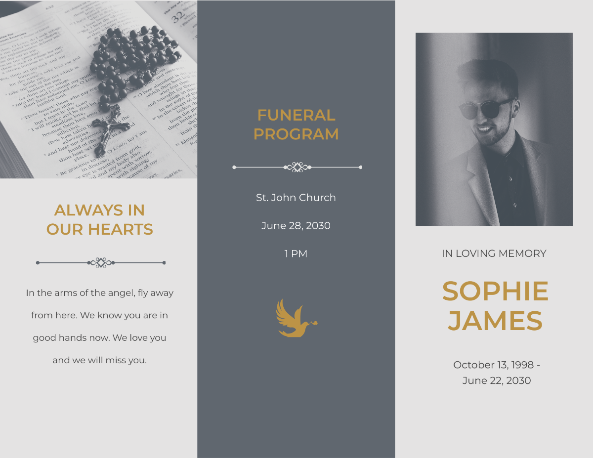 Religious Funeral Program Tri-Fold Brochure Template