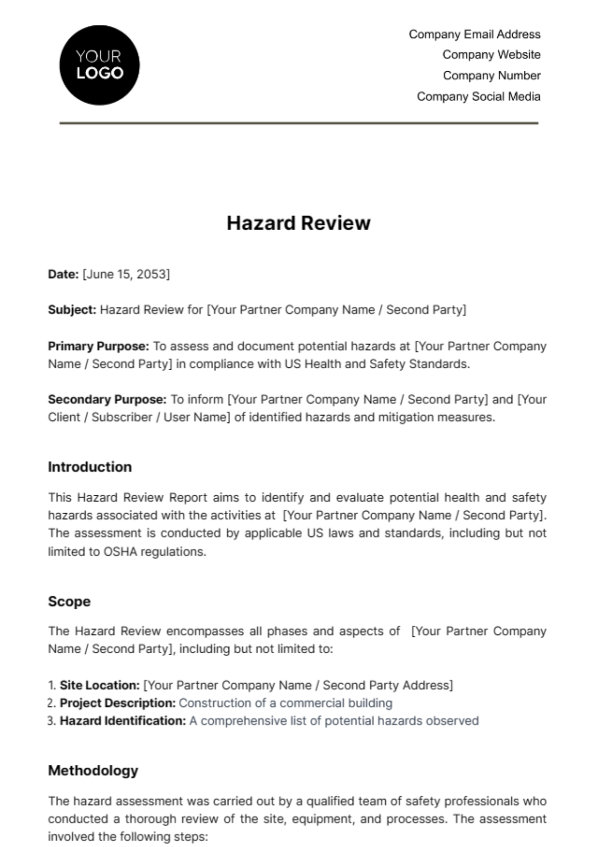 Hazard Review Template - Edit Online & Download