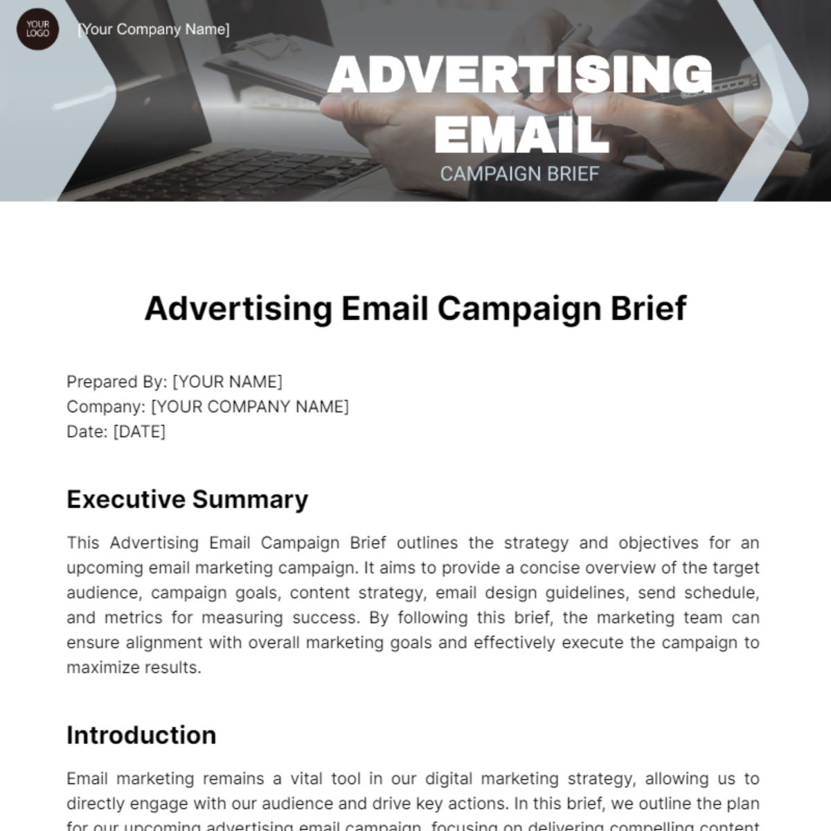 Advertising Email Campaign Brief Template - Edit Online & Download